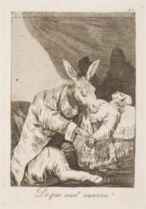 医者または病気が彼を殺していますか？ 作： Francisco de Goya