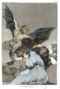 ソプロンズ（風の爆発）、18世紀後半の「ロスカプリチョス」のプレート48 作： Francisco de Goya