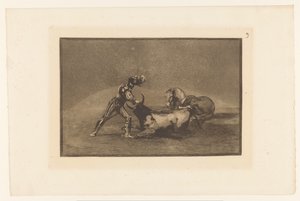 スペインのライダー doodt een stier スペインの騎士が馬を失った後に雄牛を殺す Stierengevechten (シリーズタイトル) La Taureaumachie (シリーズタイトル) 闘牛（シリーズタイトル） 作： Francisco de Goya
