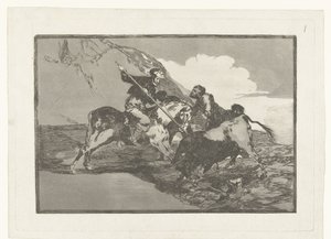 Stierenjacht te paard 古代スペイン人が田舎で馬に乗って雄牛を狩った方法 Stierenvechten (シリーズタイトル) 闘牛（シリーズタイトル） 作： Francisco de Goya