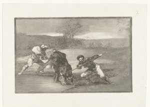 徒歩での牛狩り Otro modo de cazar a pie 闘牛（シリーズタイトル） ラ・タウロマキア（シリーズタイトル） 作： Francisco de Goya