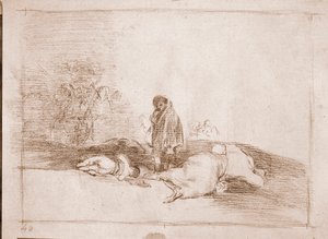 戦争の惨禍：誰も彼を助けない（準備画 作： Francisco de Goya