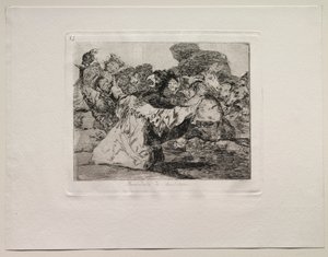 戦争の恐怖：シャーラタンショー。 作： Francisco de Goya