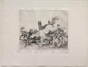 戦争の恐怖: 彼は自分自身をよく守る 作： Francisco de Goya