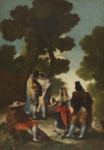綺麗な女と仮面の男たち（アンダルシアの道） 作： Francisco de Goya