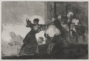 ことわざ：2つの頭は1つまたは貧しい愚かさよりも優れている、1816年から1823年まで印刷されたc。 1863年。 作： Francisco de Goya