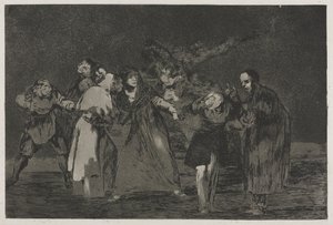 ことわざ：傷は急いだ言葉より早く治る、1864。 作： Francisco de Goya