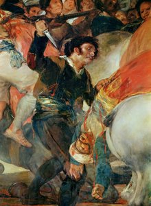 1808年5月2日。マメルークの傭兵に対する暴動、短剣を持つ男の詳細、1814 作： Francisco de Goya