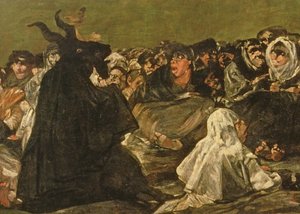 魔女の安息日、または偉大な山羊（黒の絵画の1つ）、1821〜2323年（38640の詳細） 作： Francisco de Goya