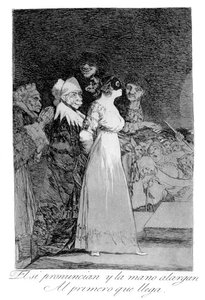 彼らは「はい」と言って、最初の角、1799年に手を差し伸べます 作： Francisco de Goya