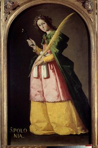 聖アポロン（またはアポロニア）の足元の肖像 フランシスコ・デ・ズルバラン（1598-1664）の絵画 17世紀 日1.34×0.67メートル 作： Francisco de Zurbaran