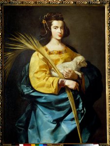 聖アグネスの表現 フランシスコ・デ・ズルバラン（1598-1664）の絵画（ec.esp） 17世紀 プリヴェ・コレクション 作： Francisco de Zurbaran