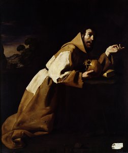 瞑想における聖フランシス、1639 作： Francisco de Zurbaran