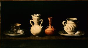 静物 水差し、ポットフランシスコ・デ・ズルバラン（1598-1664）による絵画 1633年 日46x84 cm マドリッド、プラド美術館