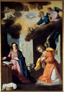 受胎告知図 フランシスコ・デ・ズルバラン(1598-1664)作 1638 Sun.2,67x1,85 m. グルノーブル。美術博物館 作： Francisco de Zurbaran