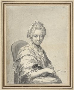 肖像画, の, a, 若い女性, ∥で∥, 犬 作： Franciscus Xaverius Xavery