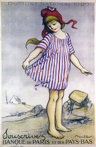 1920 年の国民ローン、パリ銀行、オランダを宣伝するポスター (カラー リソ)
