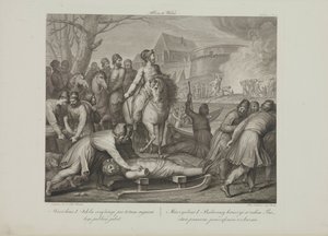 ポーランドのミェシュコ 1 世による異教の神々の破壊。スムグレヴィチ、フランチェスコ (1745-1807)。 リトグラフ、18 世紀後半.. 個人蔵