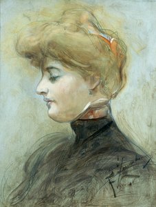 金髪の女性の頭、1895年頃 作： Franciszek Zmurko