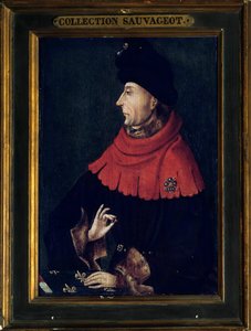 ブルゴーニュ公ジャンの肖像（1371-1419） ブルゴーニュ派の絵画。15世紀初頭の作品。日 0,29x0,21 m 作： Franco Burgundian