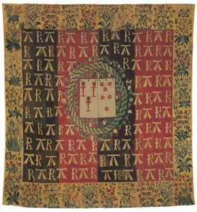 ロバートシャボットとアントワネットd "Illiers、c.1503の腕を描いた装甲ミールフルールタペストリー