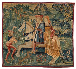 タペストリー、5月の月、またはLa Chasse au Faucon、1500年頃（羊毛）