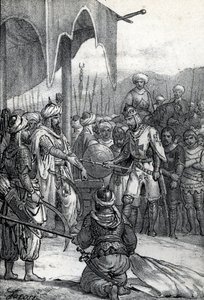 第 7 回十字軍: ルイ 9 世は 1250 年 4 月 6 日のファリスクールの戦いで捕虜になった (第 7 回十字軍: 1250 年 4 月 6 日のファリスクールの戦いで国王ルイ 9 世が捕虜になった) 作： Franco Mistrali