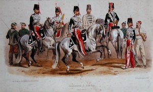 第二帝政期のフランス騎兵（カラーリトグラフ） 作： Francois Hippolyte (after) Lalaisse
