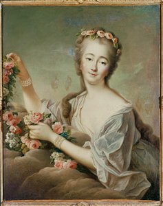女神フローラに扮したルイ15世の愛妾デュ・バリー夫人（キャンバスに描かれた絵画）