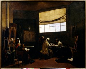 画家のスタジオ。フランソワマリウスグラネの絵画 作： Francois Marius Granet