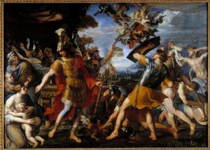 ハーピーと戦うイーニーとその仲間たち フランソワ・ペリエ（1590-1650）の絵 1646年 日1,55x2,18 m
