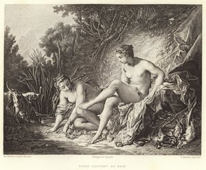 浴場を出るダイアン（彫刻 作： Francois (after) Boucher