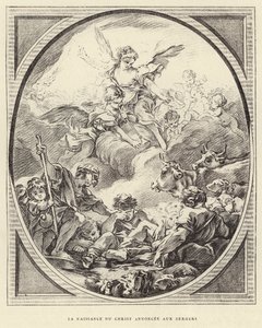 羊飼いたちに告げられたキリストの誕生（エングレーヴィング 作： Francois (after) Boucher