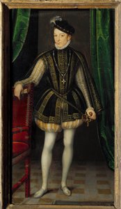 シャルル9世（1550 - 1574）の足の肖像。フランソワ・クルエ（1515-1572）の工房の絵 作： Francois (workshop of) Clouet
