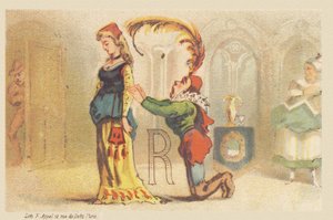 R (女性と彼の膝の上の従者によって示された手紙) 作： Francois Antoine Appel