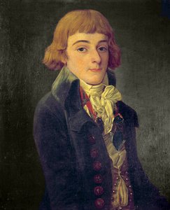 ルイ・アントワーヌ・ドゥ・サン・ジュスト（サン・ジュスト）の推定肖像画 コンヴェンショナル（1767年～1794年） フランソワ・ボンヌヴィル（1787年頃活躍）の絵画 1791年。ディム。0.63 X 0.53 m パリ、カルナヴァレ美術館