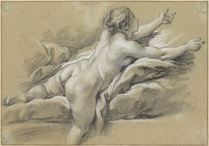 右手を伸ばす裸の女性 作： François Boucher