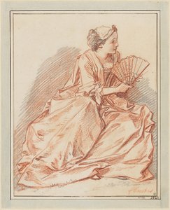 扇子を持った若い女性 作： François Boucher