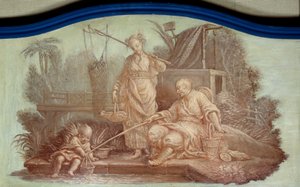 シノワズリ。中国での漁の様子。フランソワ・ブーシェ（1703-1770）の描いたフロント・ドゥ・ポルト