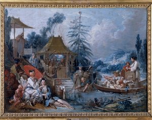 シノワズリ：フランソワ・ブーシェ（1703-1770）の「la peche」の絵 作： François Boucher