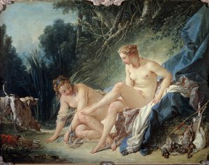 Diana leaving the bathroom - 油彩・キャンバス 作： François Boucher
