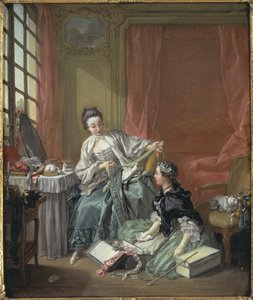 ブーシェ、フランソワ（1703年～1770年）の《ラ・モディスト-水車小屋》。油彩・キャンバス 作： François Boucher