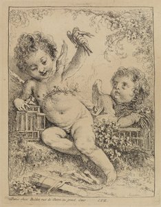檻に入れられた鳩 作： François Boucher
