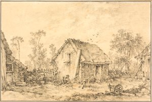 素朴なコテージのある風景 作： François Boucher