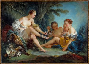 Le retour de la chasse de Diane フランソワ・ブーシェ（1703-1770）の絵画 1745年 Sun.0,94x1,31 m パリコニャック博物館 ジェイ - ディアーヌの狩りの帰還。フランソワ・ブーシェ（1703-1770）作画 1745年0.94×1.31 m パリ、コニャックジェイ美術館
