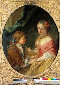 3つのものを1つにする？勇敢な場面。フランソワ・ブーシェ（1703-1770）による絵画。1734年 個人蔵 作： François Boucher