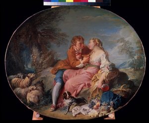 フランソワ・ブーシェ（1703-1770）の絵画「牧歌」 1740年 モスクワ、プーシキン美術館 作： François Boucher