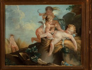 穀物の間で遊ぶプッタたち（『収穫の愛』） 作： François Boucher