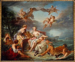 ヨーロッパの誘拐」。フランソワ・ブーシェ（1703-1770）の絵 作： François Boucher