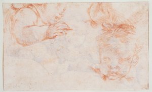 3人の少年の頭部。アマリエンボー宮殿の扉の装飾のための習作 作： François Boucher